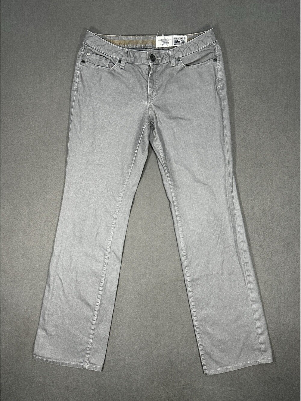 Converse One Star Womens Gray Jeans Size 8 Straight Leg Y2K Cotton Stretch 32x31